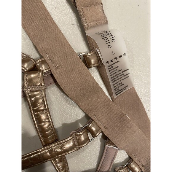 NEW Thistle and Spire Womens Large Bronze Garter Belt Lingerie Faux Leather - Picture 4 of 5